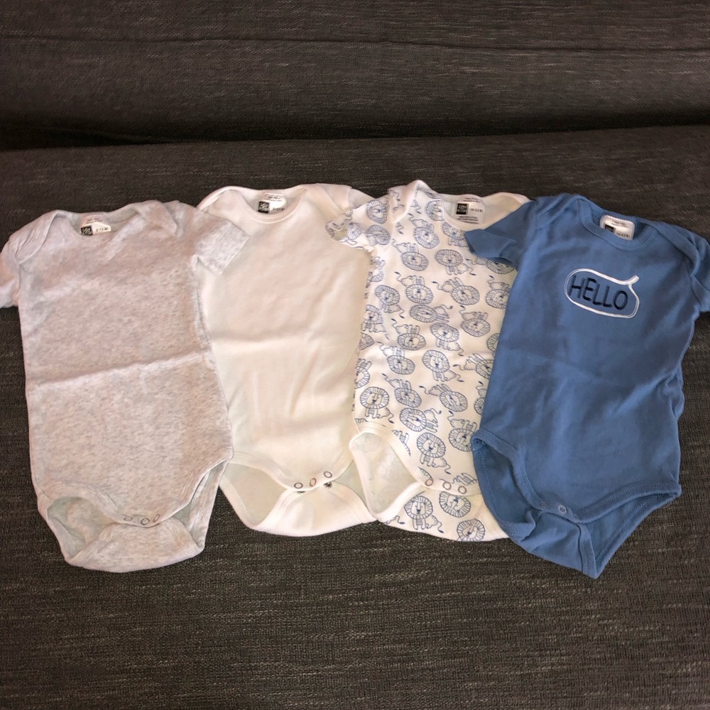 Lily Baby Onesie Set in Blue, White, Gray, Pattern